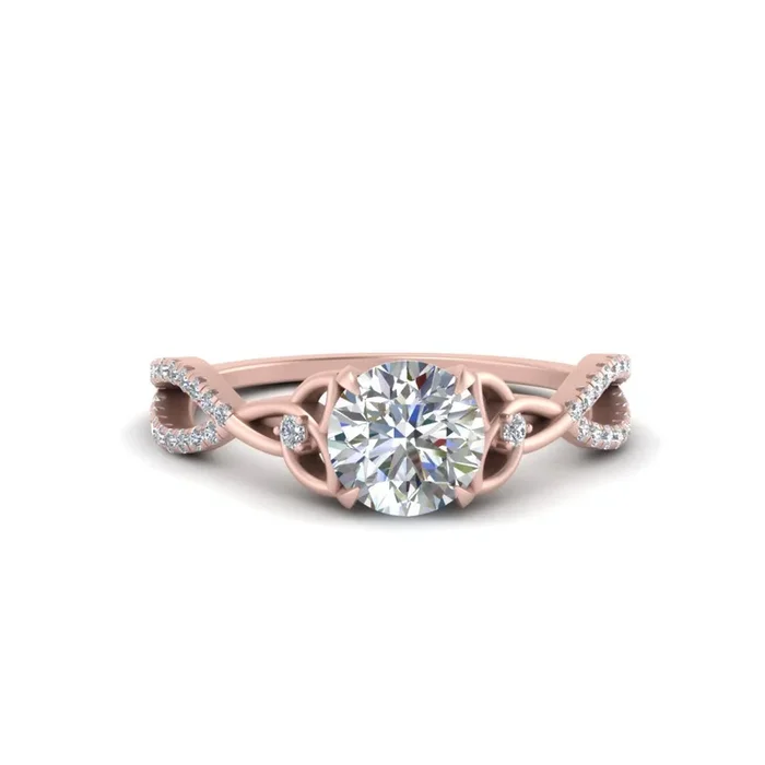 Entwined Celtic Love Knot Round Diamond Ring