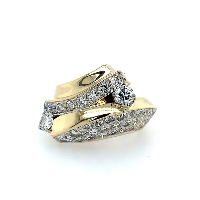 Estate 14K Gold Two-Tone Diamond Ring