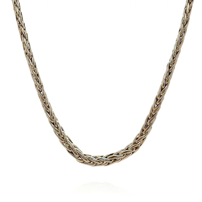 Estate 14k Yellow Gold 17″ Rounded Tapered Wheat Link Chain Necklace