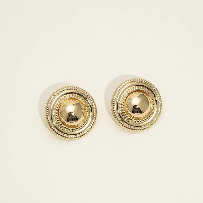 Estate Button Stud Earrings in 14kt Yellow Gold