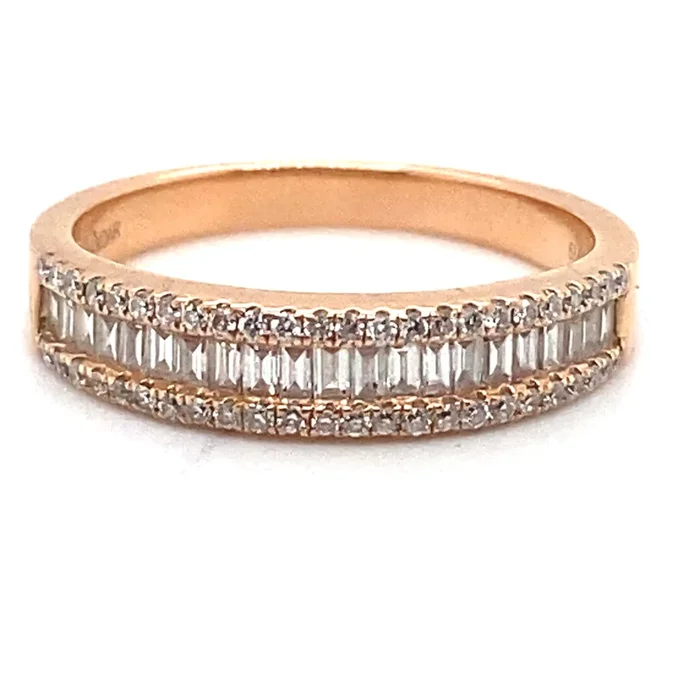 Estate Fancy Diamond Half Anniversary Fashion Ring in 14K Rose Gold (.55ctw)