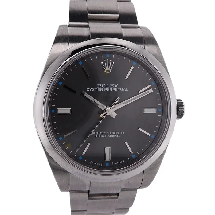 Estate Rolex Stainless Steel OP Dark Rhodium Dial 114300 Comes With Box And Card C.2017