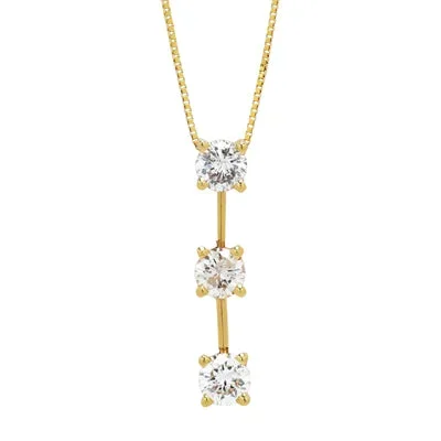 Estate Three Diamond Necklace in 14kt Yellow Gold (7/8ct tw)