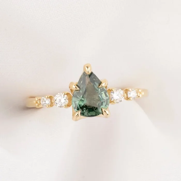 Estel Fleur Ring, 1.20ct Green Madagascar Sapphire