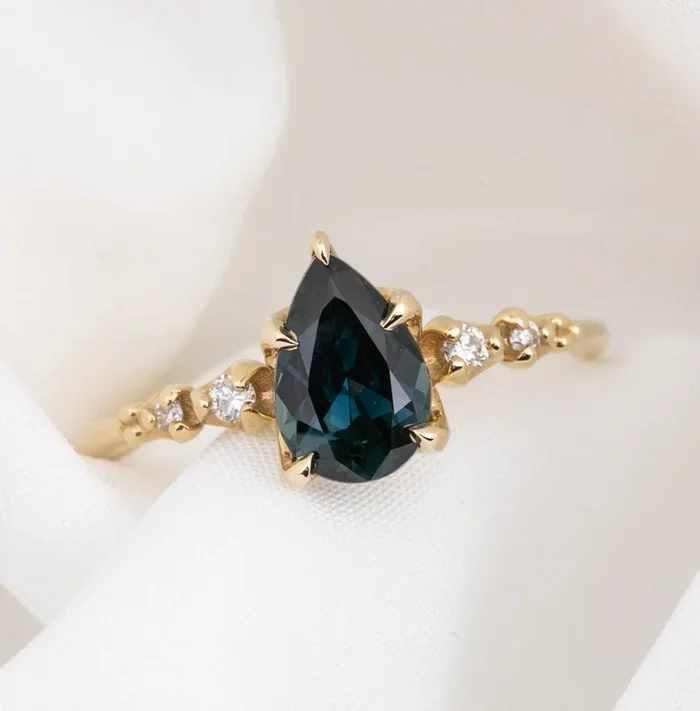 Estel Fleur Ring, 1.39ct Teal Blue Queensland Sapphire