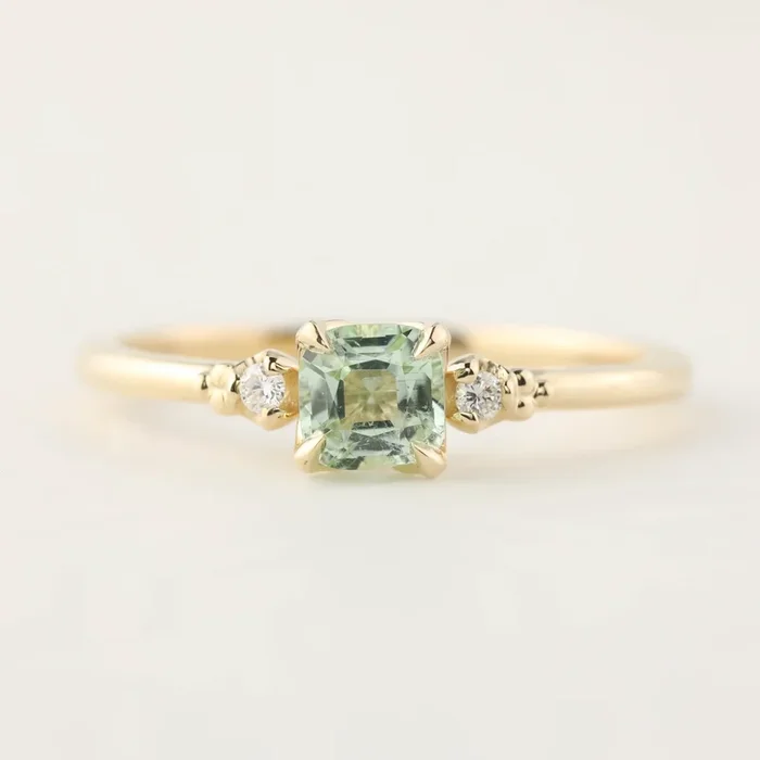 Estel Ring – 0.5ct Radiant Cut Mint Tourmaline (One of a kind)