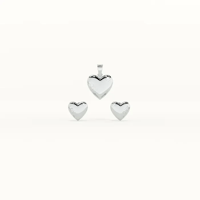 Eternal Love 925 Sterling Silver Pendant and Earring Set