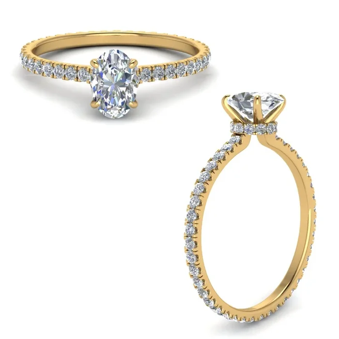 Eternity Oval Diamond Hidden Halo Engagement Ring