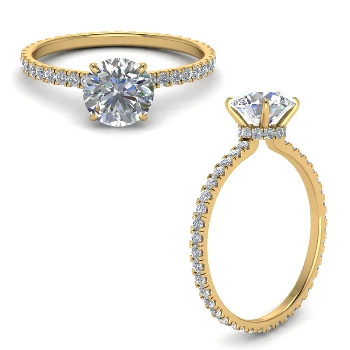 Eternity Round Diamond Hidden Halo Engagement Ring