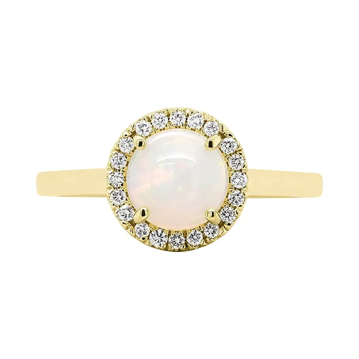 Ethiopian Opal & Diamond Halo Ring