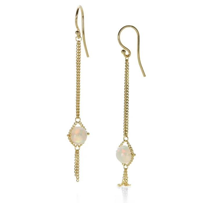 Ethiopian Opal Textile Drop Earrings