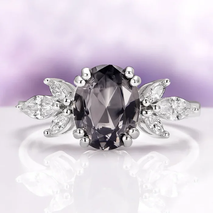 Eva Gray Moissanite Engagement Ring in 14K White Gold