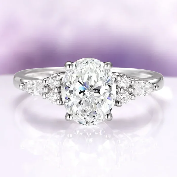 Evelyn Oval Cut Lab-Grown Diamond Engagement Ring in 14K White Gold (IGI Certified)