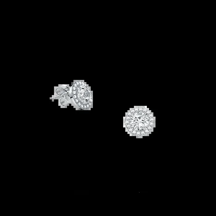 Evermore Round Brilliant Diamond Halo Stud Earrings | In Platinum