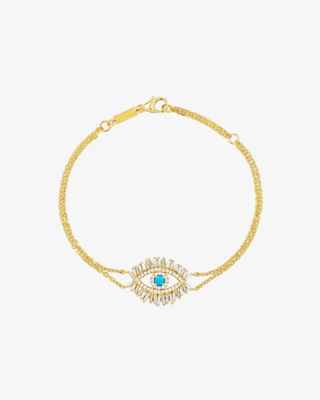 Evil Eye Midi Turquoise Half Pave Bracelet