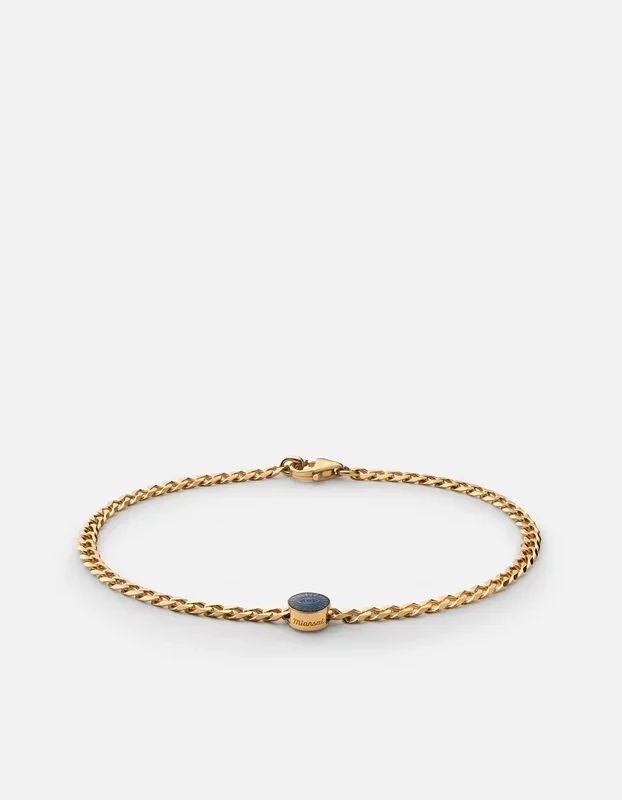 Eye of Time Type Chain Bracelet, Gold Vermeil/Blue