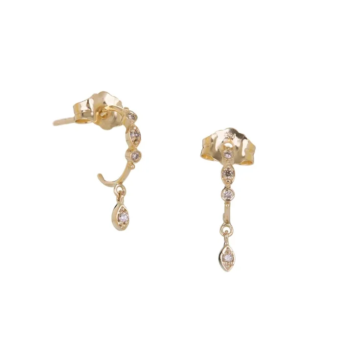 Eye Pendant Diamond Hoop Earrings