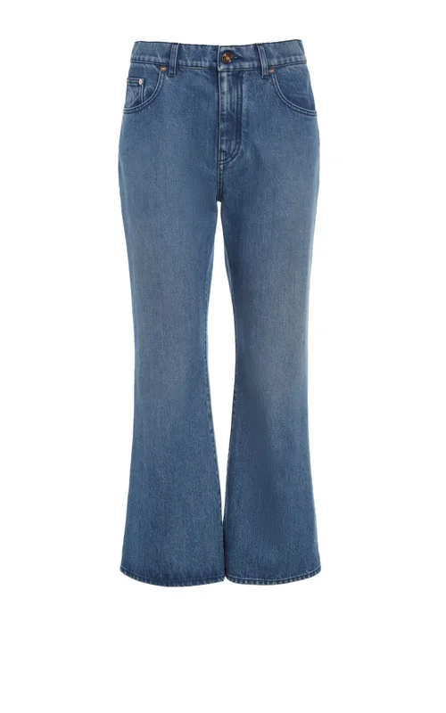 Ezra Bootcut Cropped Jean in Uruguayan Blue Recycled Cotton Denim