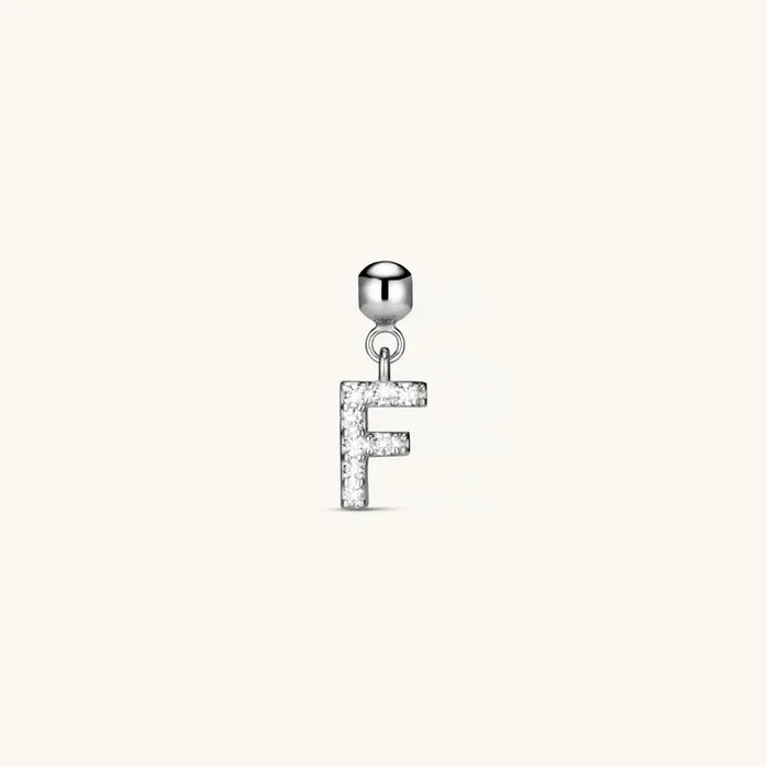 F Diamond Initial Charm Silver