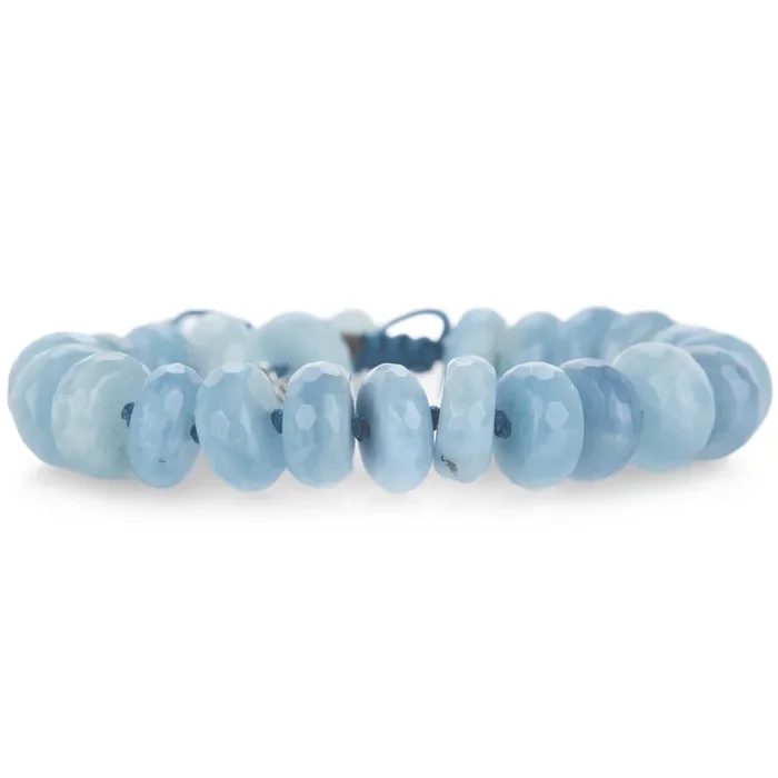Faceted 12mm Ice Blue Aquamarine Bracelet