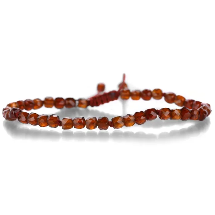 Faceted 4mm Hessonite Garnet Bracelet