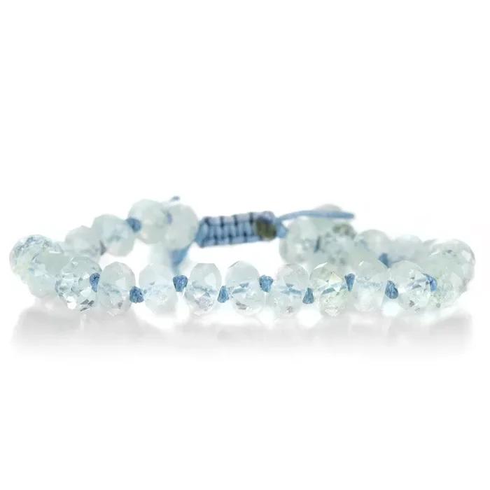 Faceted 8mm Aquamarine Bead Bracelet