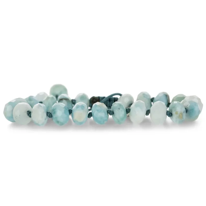 Faceted 8mm Larimar Beaded Bracelet