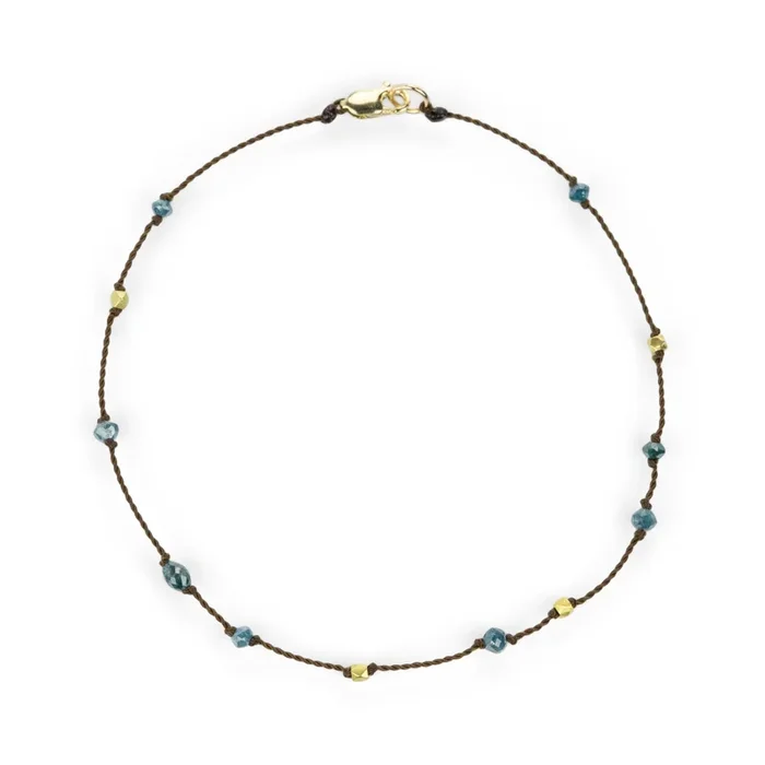 Faceted Blue Diamond Nylon Cord Bracelet