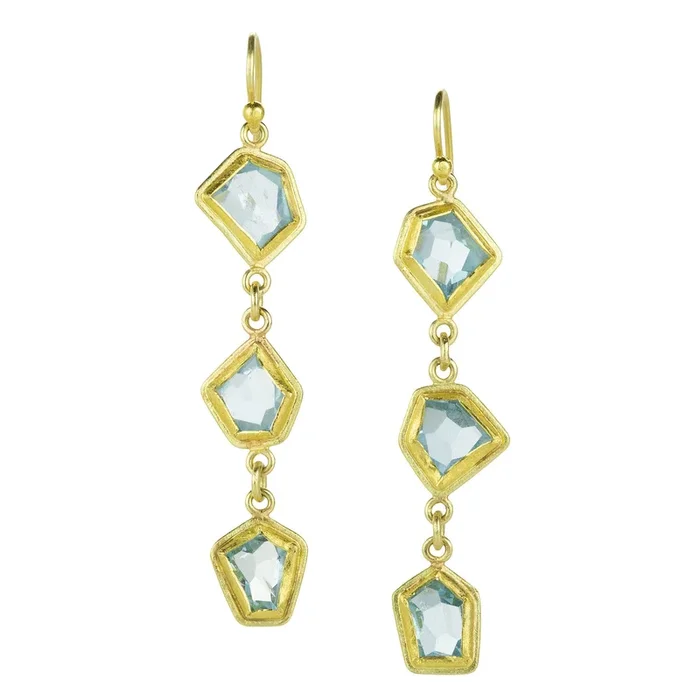Faceted Freeform Aquamarine Drop Earrings
