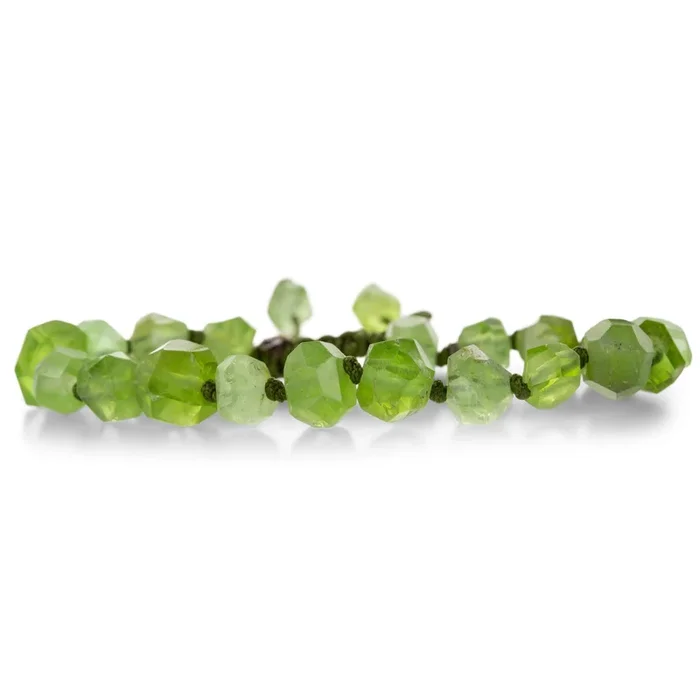 Faceted Nugget Peridot Crystal Bead Bracelet