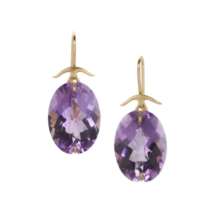 Faceted Oval Amethyst Earrings
