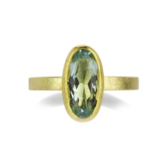 Faceted Oval Aquamarine Ring