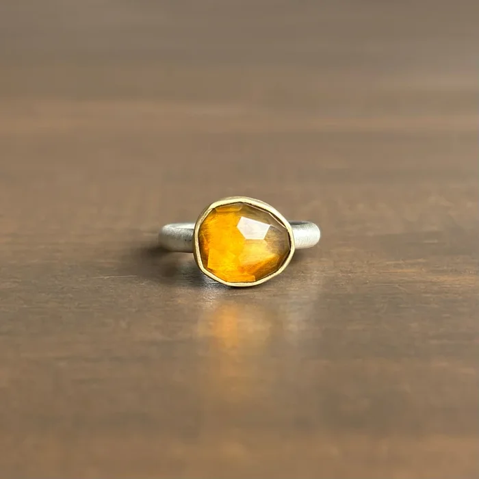 Faceted Oval Citrine Ring
