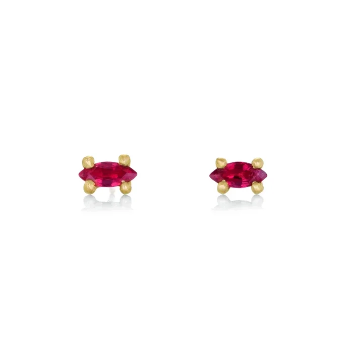 Faerie Studs with Marquise Rubies