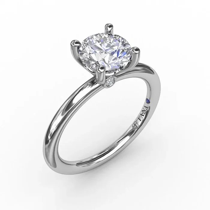 Fana Classic Solitaire Engagement Ring Setting in 14kt White Gold (.02ct tw)