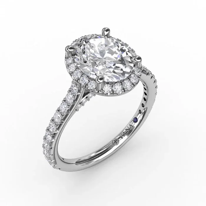 Fana Oval Diamond Halo Engagement Ring Setting in 14kt White Gold (5/8ct tw)