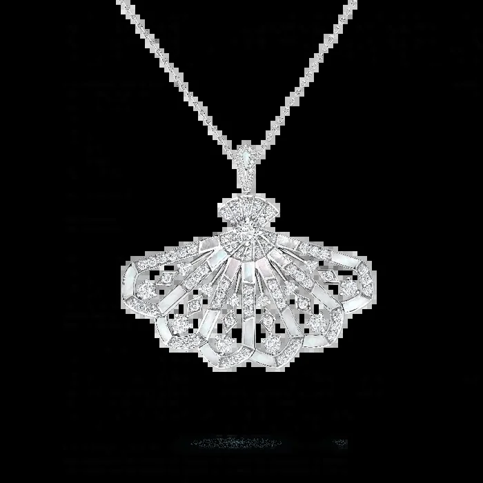 Fanfare Symphony Diamond Drop Pendant | In 18ct White Gold with Mother of Pearl