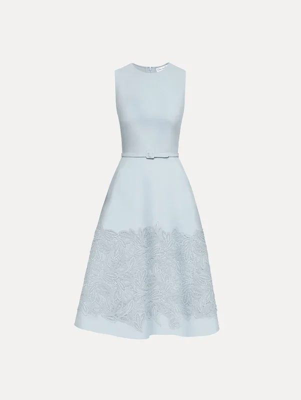 Feather Scroll Guipure Wool Dress