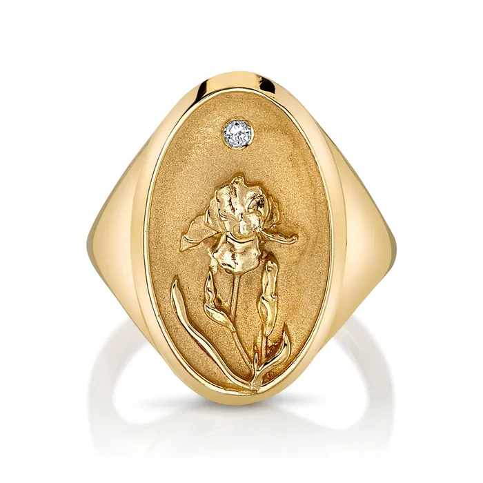 FEBRUARY BIRTH FLOWER SIGNET RING