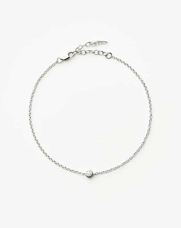 Fine Diamond Solitaire Bracelet | 14k Solid White Gold/Diamond