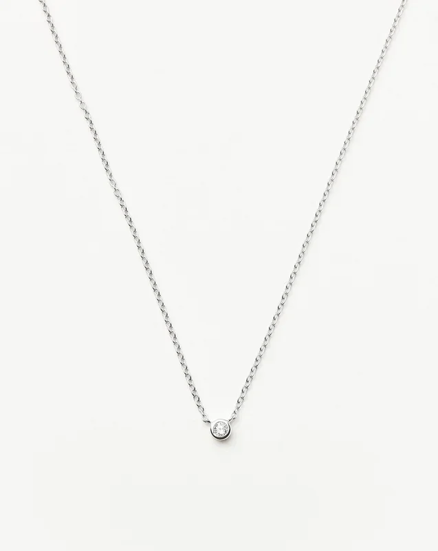 Fine Diamond Solitaire Pendant Necklace | 14ct Solid White Gold/Diamond