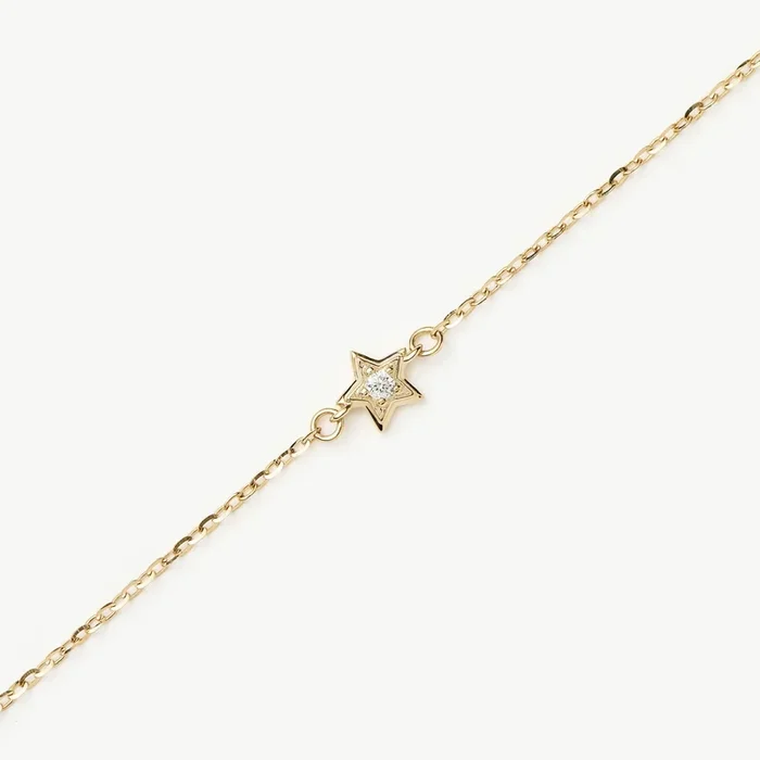 Fine Diamond Star Chain Bracelet | 14k Yellow Gold