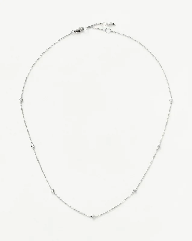 Fine Floating Diamond Necklace | 14ct White Gold