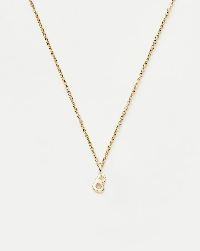 Fine Initial Mini Pendant Necklace – B | 14ct Solid Gold