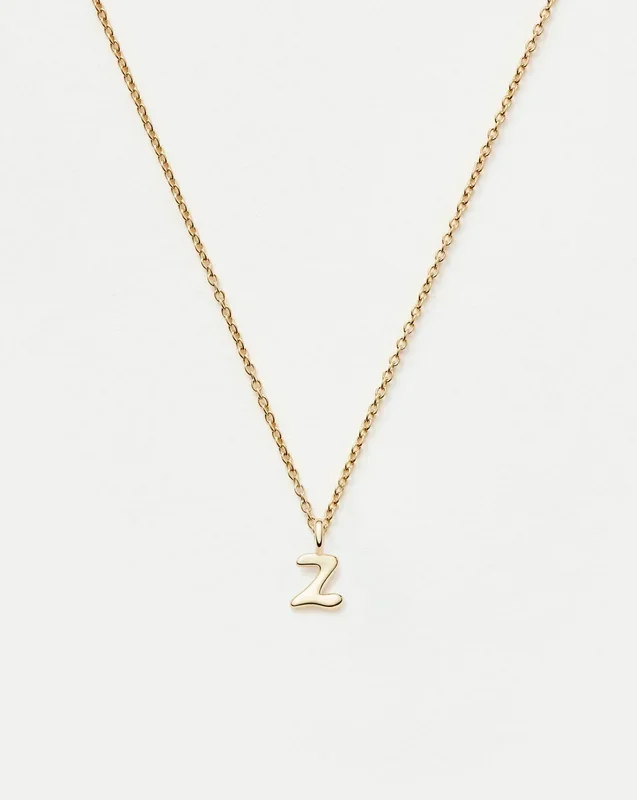 Fine Initial Mini Pendant Necklace – Z | 14k Solid Gold