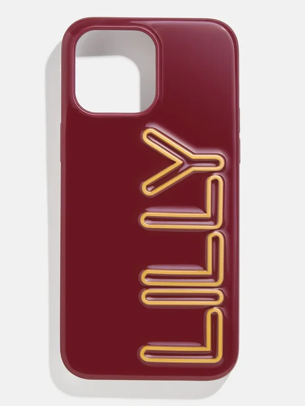 Fine Line Custom iPhone Case – Burgundy/Marigold