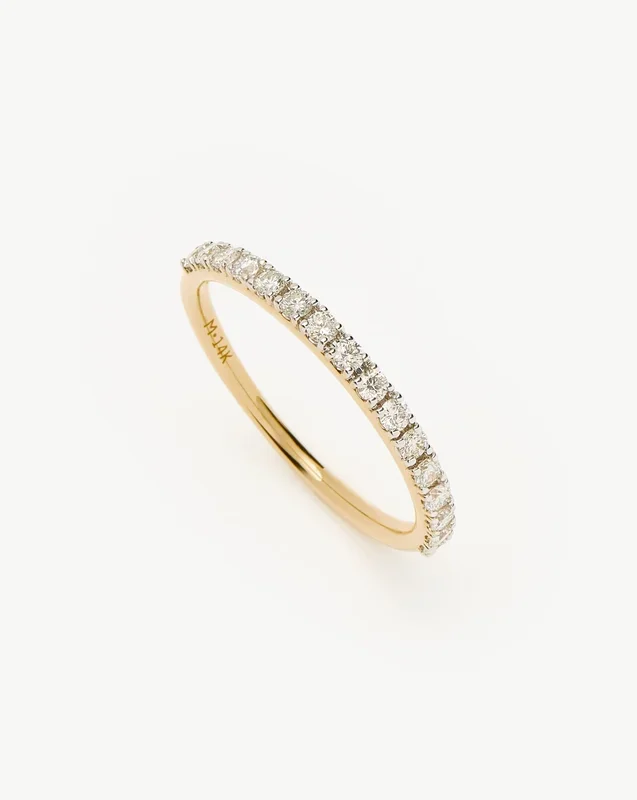 Fine Slim Half Eternity Ring | 14ct Solid Gold/Diamond