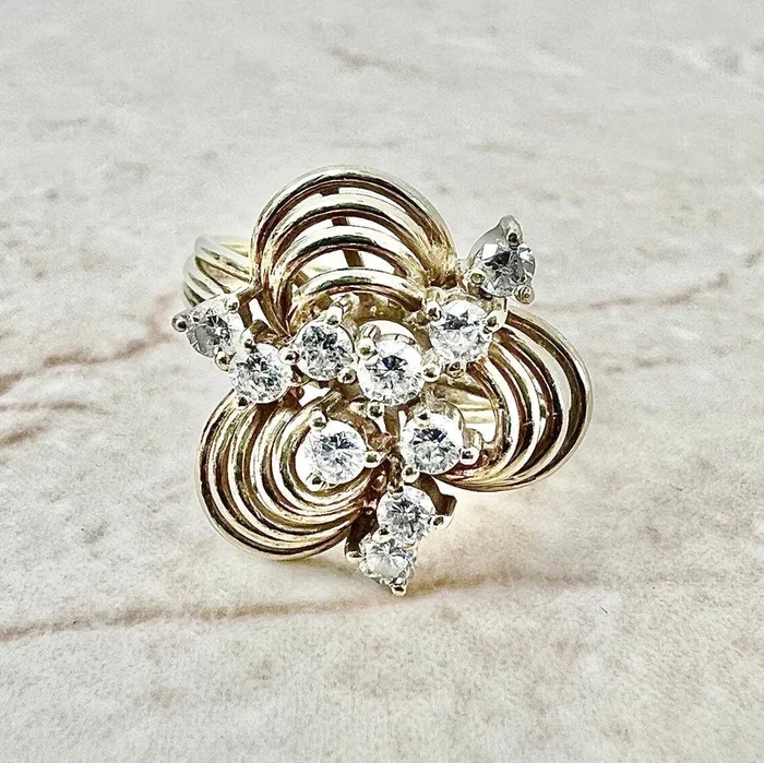 Fine Vintage 14 Karat Yellow Gold 0.51 Carat Diamond Statement Ring
