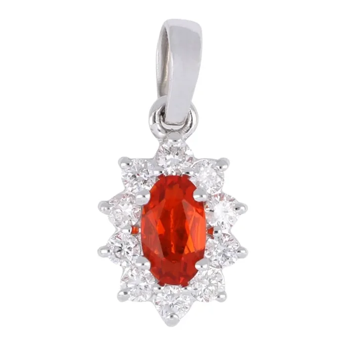 Fire Opal Pendant (Fire Opal 0.15 cts. White Diamond 0.18 cts.)