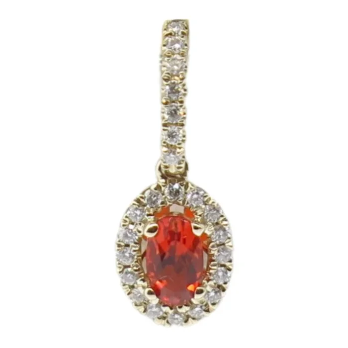Fire Opal Pendant (Fire Opal 0.16 cts. Cut White Diamond 0.12 cts.)